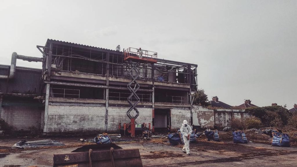 Redundant commercial building in Cleethorpes during demolition