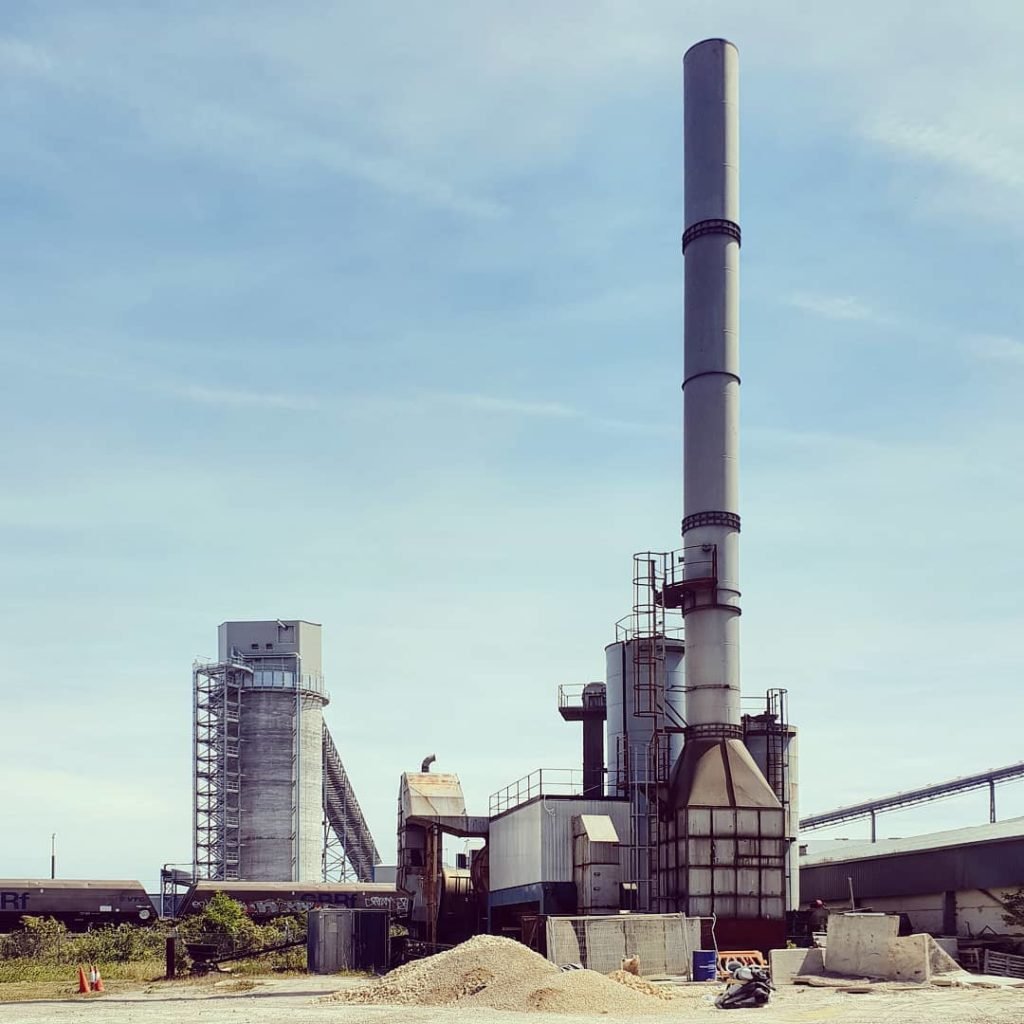 Redundant concrete batching plant at the Port of Tyne before dismantling
