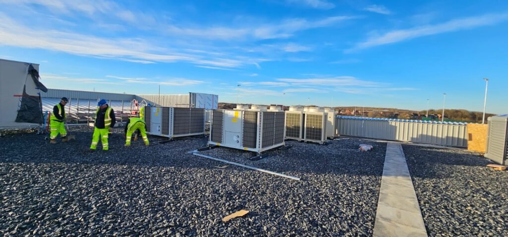 Air source heat pumps landed on the school roof in Whitley Bay