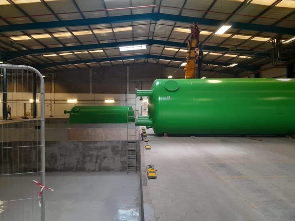 Tank inside the factory next to the pit