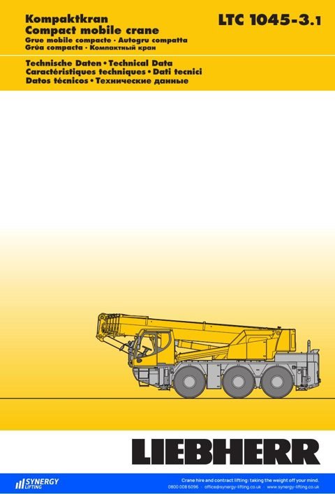 First page of the Liebherr LTC 1045-3.1 specification sheet