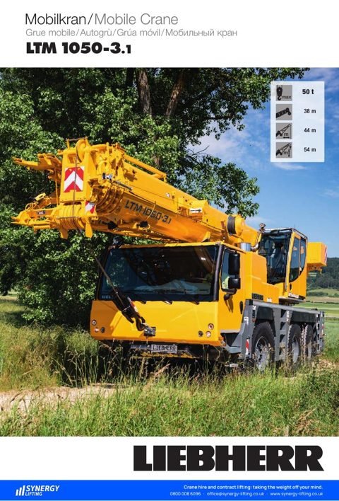 First page of the Liebherr LTM 1050-3.1 specification sheet