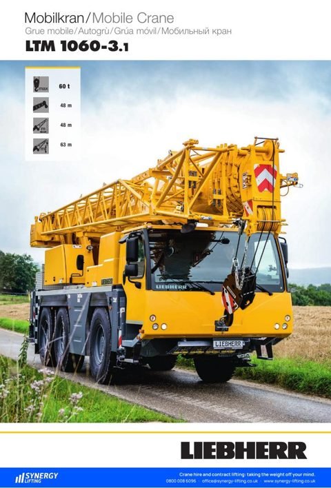 First page of the Liebherr LTM 1060-3.1 specification sheet