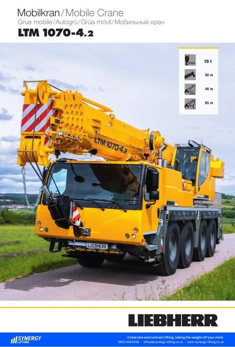 First page of the Liebherr LTM 1070-4.2 specification sheet