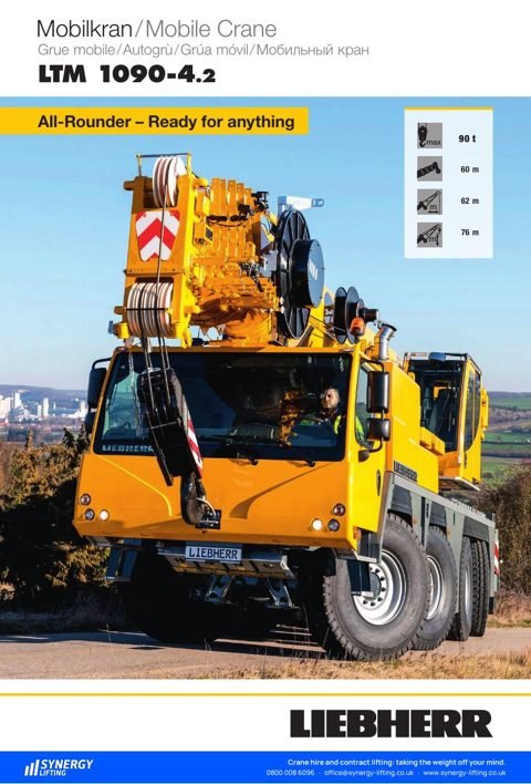 First page of the Liebherr LTM 1090-4.2 specification sheet