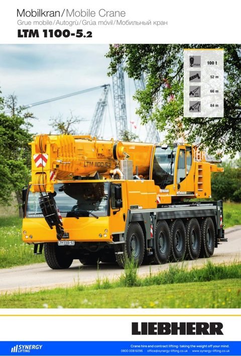 First page of the Liebherr LTM 1100-5.2 specification sheet