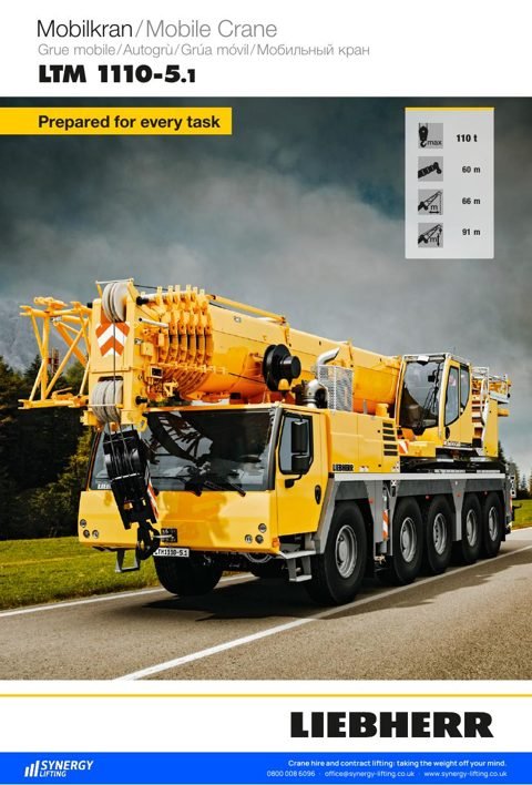 First page of the Liebherr LTM 1110-5.1 specification sheet
