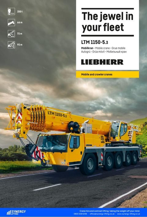 First page of the Liebherr LTM 1150-5.3 specification sheet
