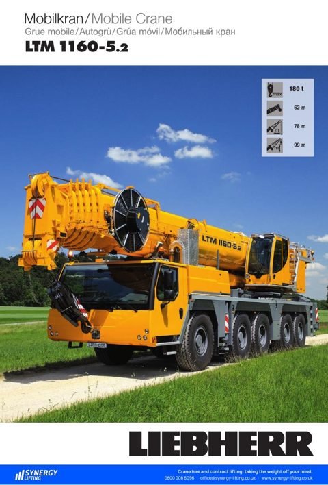 First page of the Liebherr LTM 1160-5.2 specification sheet