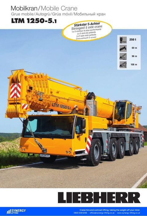 First page of the Liebherr LTM 1250-5.1 specification sheet