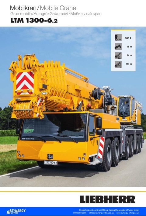 First page of the Liebherr LTM 1300-6.2 specification sheet