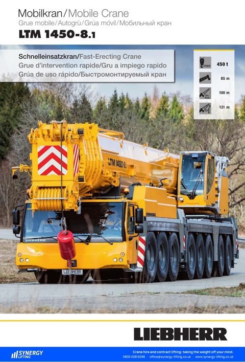 First page of the Liebherr LTM 1450-8.1 specification sheet