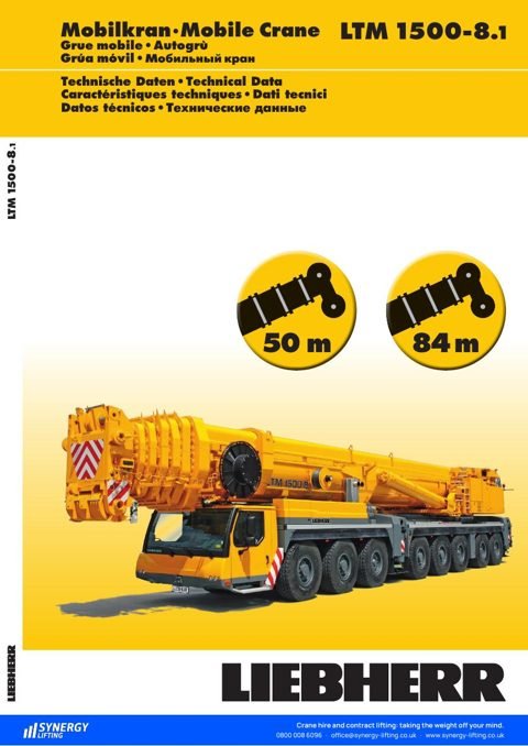 First page of the Liebherr LTM 1500-8.1 specification sheet