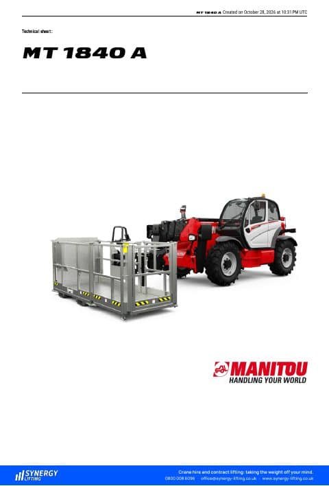 First page of the Manitou MT 1840 A specification sheet