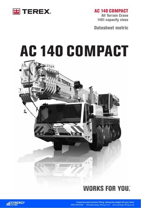 First page of the Terex AC 140 Compact specification sheet