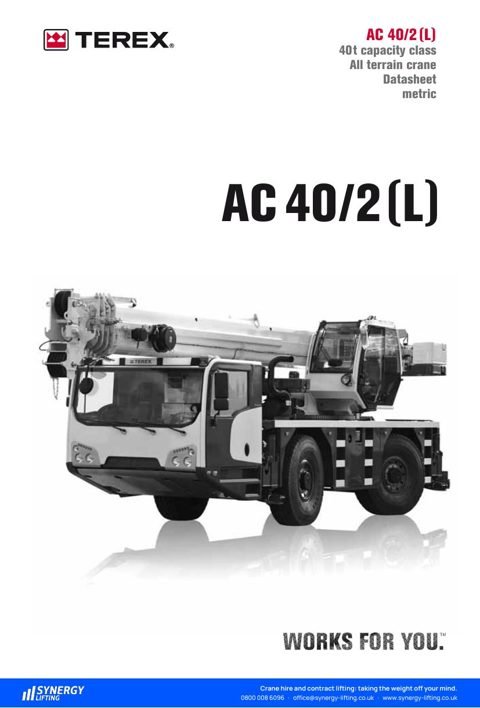 First page of the Terex AC 40-2 (L) specification sheet