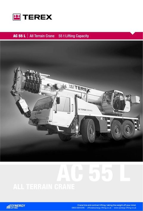 First page of the Terex AC 55 L specification sheet