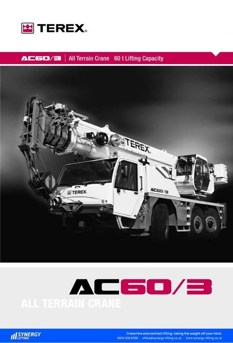 First page of the Terex AC 60-3 specification sheet