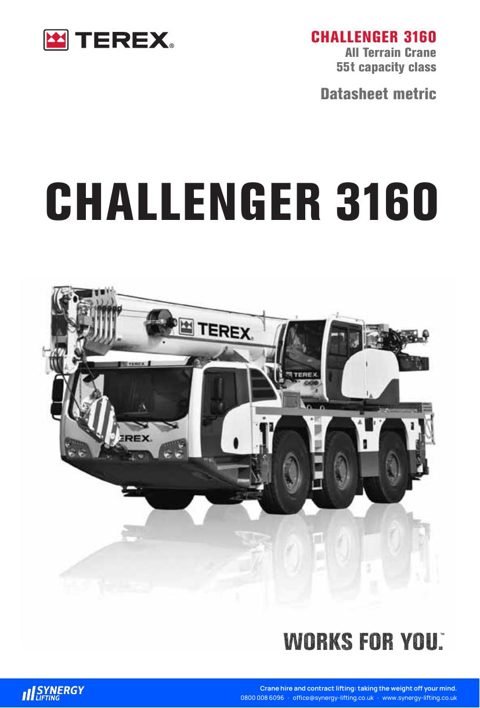 First page of the Terex Challenger 3160 specification sheet