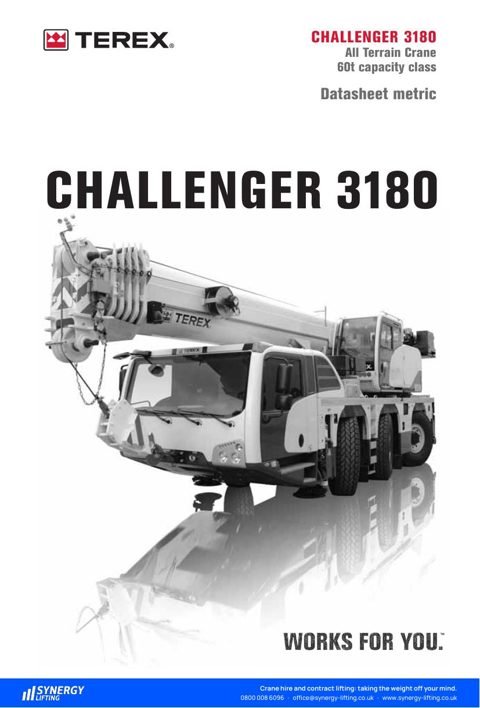 First page of the Terex Challenger 3180 specification sheet