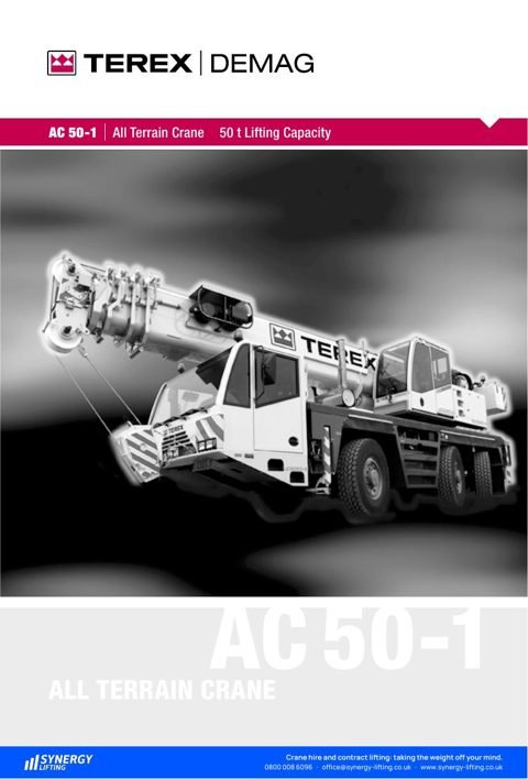 First page of the Terex Demag AC 50-1 specification sheet